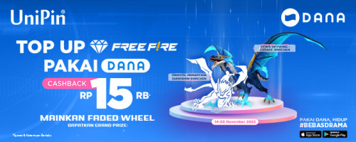 November – Top up Diamonds Free Fire Pakai DANA Cashback Rp 15Ribu*